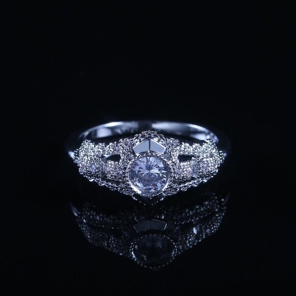 ▶Silver Plated Wedding engagement  Ring for Women, F115